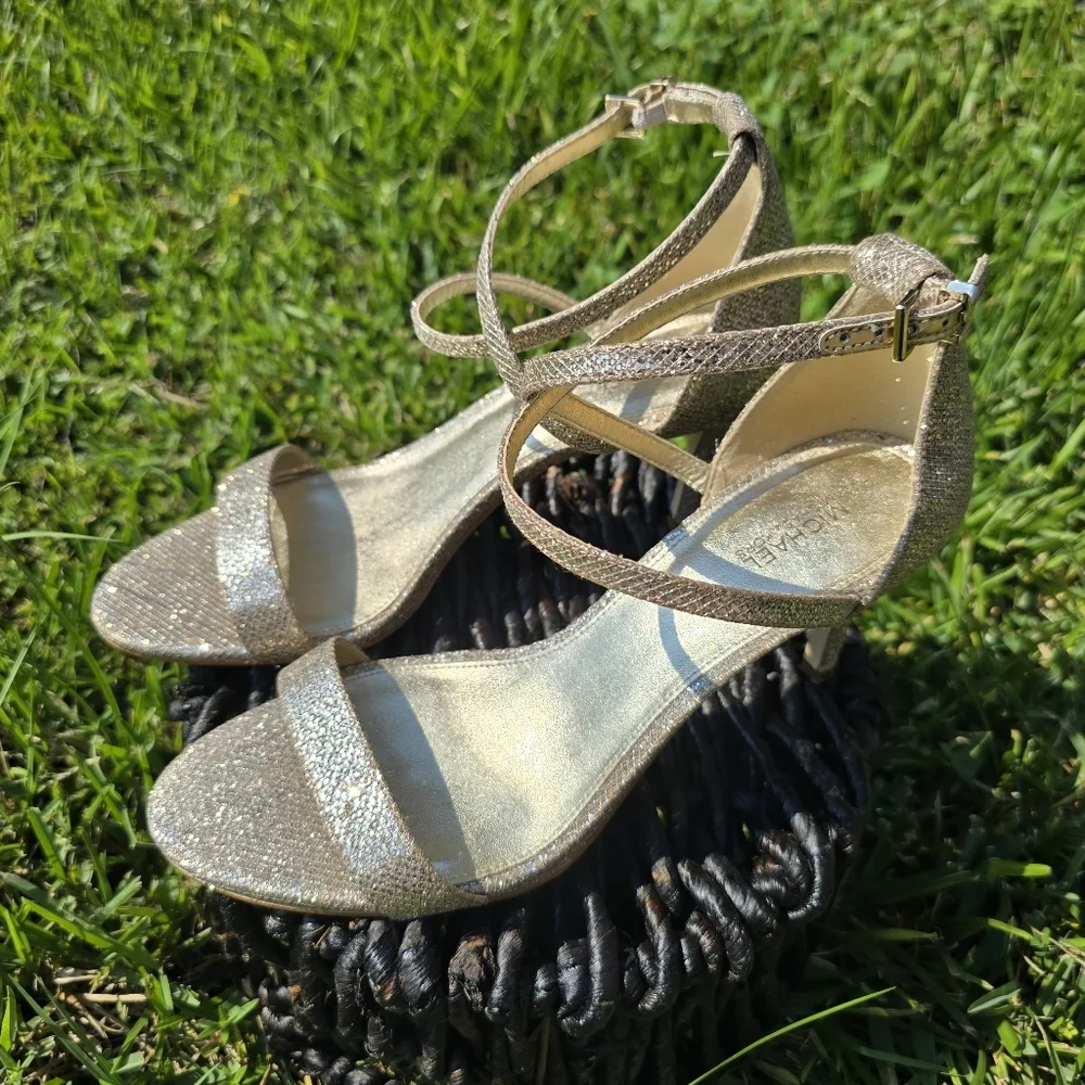 Michael Kors Gold Glitter Heels Sz9